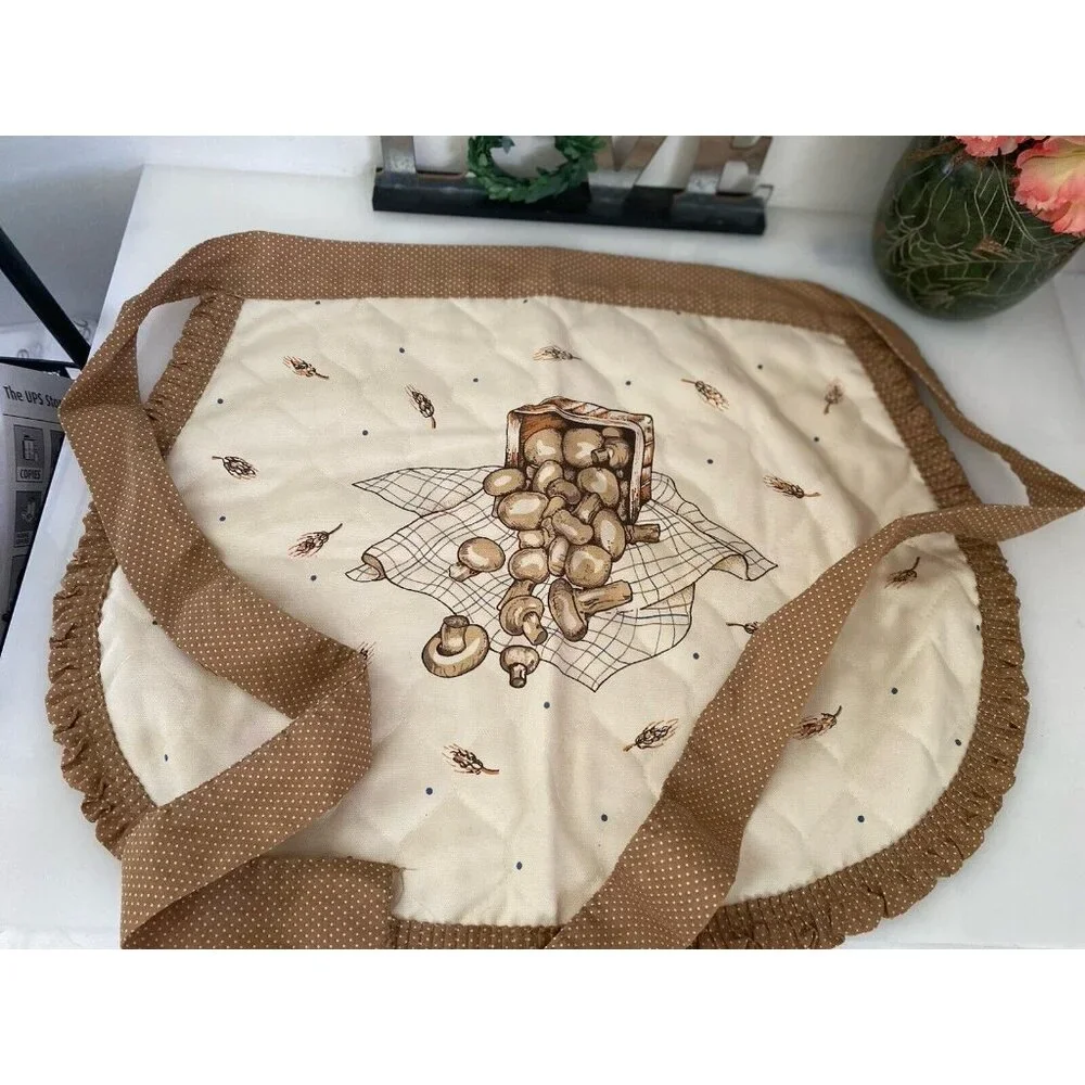 Country‎ Farm House Apron Mushroom Design Quilted Ruffled by Franco Reversible